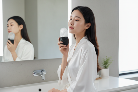 Routine beauté matin ice roller visage — méthode coréenne pour pores resserrés et teint lumineux