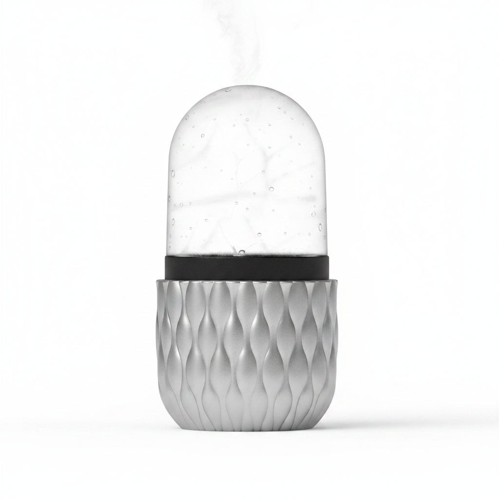 Ice Roller IceLove visage — coloris Argent, silicone texturé losanges